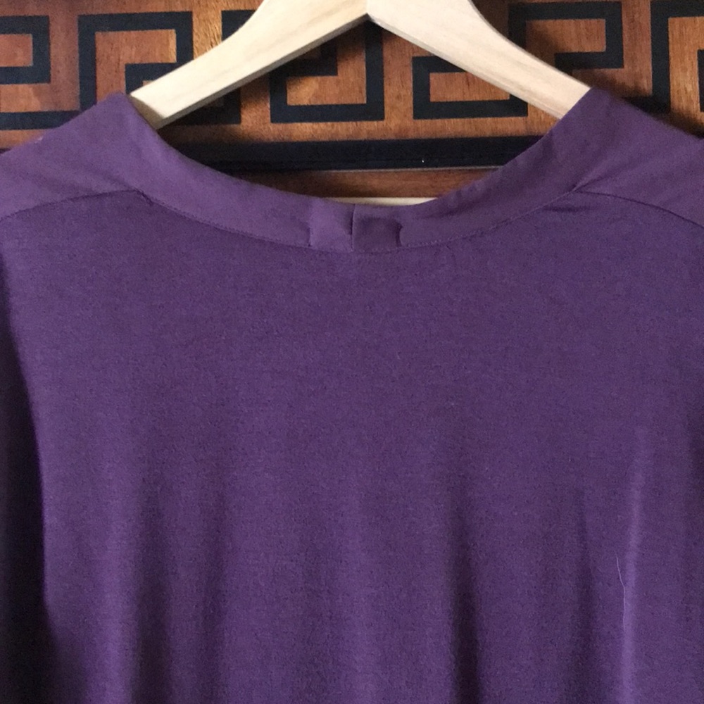 Pleione Women's Top Size Large Purple V-Neck Cap Sleeve Hi-Low Hem Casual Blouse - Picture 16 of 16